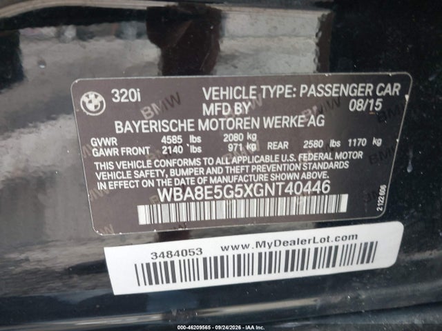 Продажа на аукционе авто 2016 Bmw 320i Xdrive, vin: WBA8E5G5XGNT40446, номер лота: 46209565