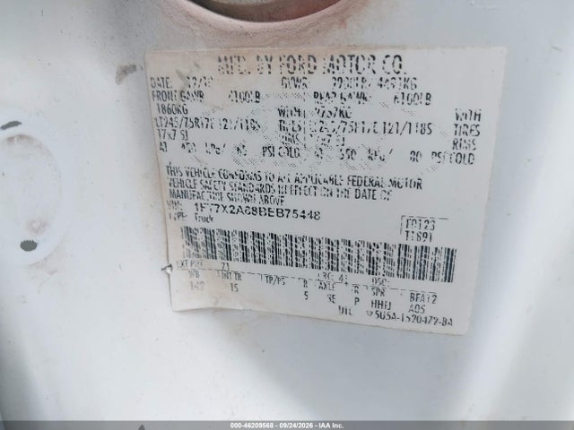 Aukcja sprzedaży 2011 Ford F-250 Xl, vin: 1FT7X2A68BEB75448, numer aukcji: 46209568