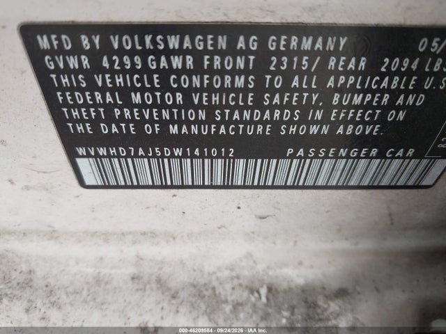 Продажа на аукционе авто 2013 Volkswagen Gti Wolfsburg Edition, vin: WVWHD7AJ5DW141012, номер лота: 46209584