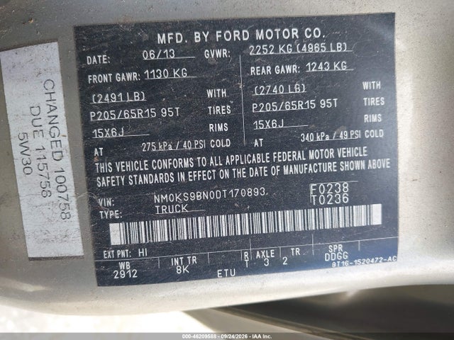 Auction sale of the 2013 Ford Transit Connect Xlt, vin: NM0KS9BN0DT170893, lot number: 46209588