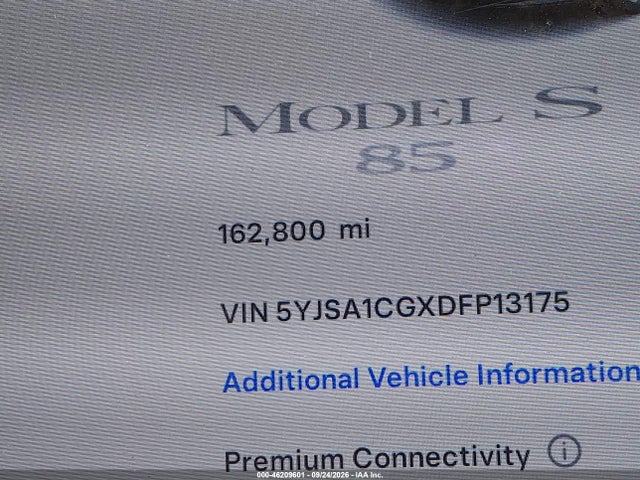 Aukcja sprzedaży 2013 Tesla Model S, vin: 5YJSA1CGXDFP13175, numer aukcji: 46209601
