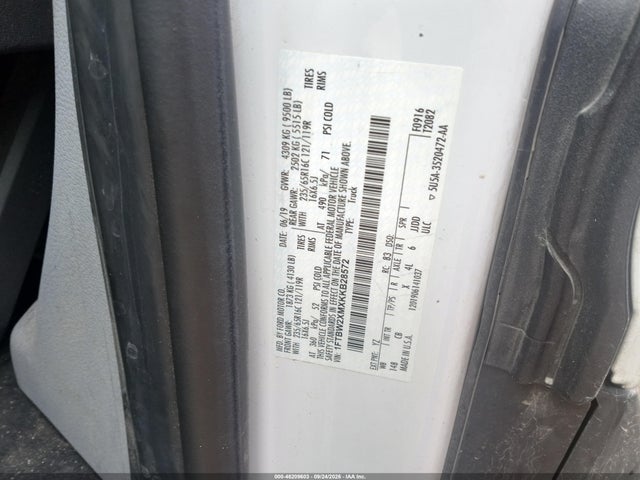 46209603 :رقم المزاد ، 1FTBW2XMXKKB28572 vin ، 2019 Ford Transit-350 مزاد بيع