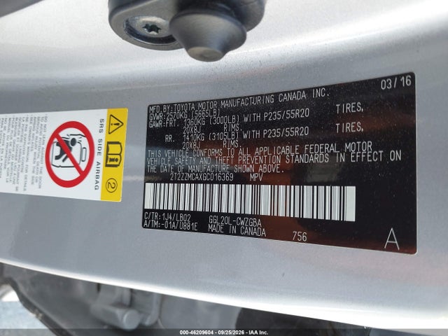 2016 Lexus Rx 350 მანქანა იყიდება აუქციონზე, vin: 2T2ZZMCAXGC016369, აუქციონის ნომერი: 46209604