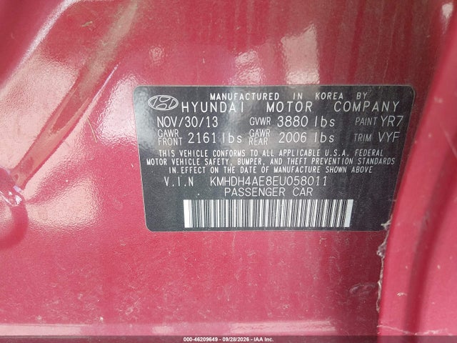 Hyundai ELANTRA SE 2014 KMHDH4AE8EU058011 Image 9