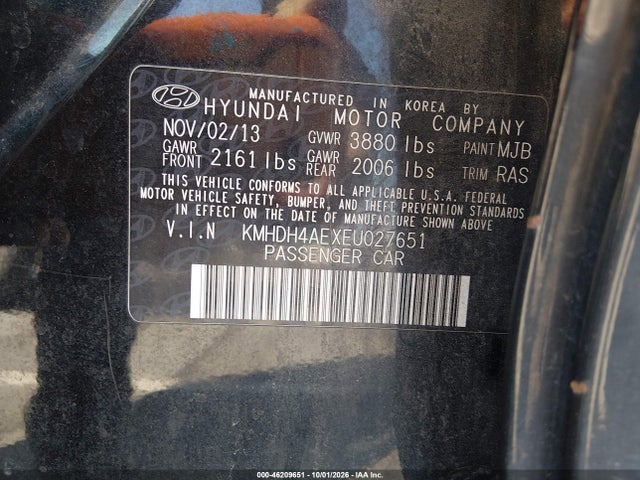 Продаж на аукціоні авто 2014 Hyundai Elantra Se, vin: KMHDH4AEXEU027651, номер лоту: 46209651