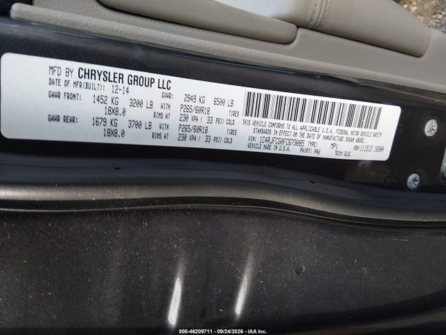 2015 Jeep Grand Cherokee Overland მანქანა იყიდება აუქციონზე, vin: 1C4RJFCG0FC673085, აუქციონის ნომერი: 46209711