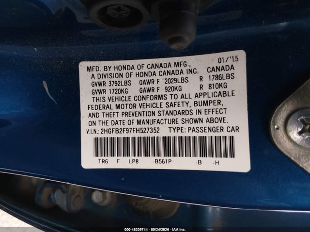 Honda Civic Ex-l 2015 2HGFB2F97FH527352 Image 9
