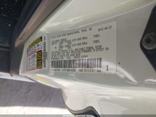 2018 Toyota Tacoma Sr მანქანა იყიდება აუქციონზე, vin: 5TFRX5GN0JX117961, აუქციონის ნომერი: 46209965