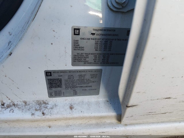 46209967 :رقم المزاد ، 3GCPWAEF0MG182591 vin ، 2021 Chevrolet Silverado 1500 Work Truck مزاد بيع