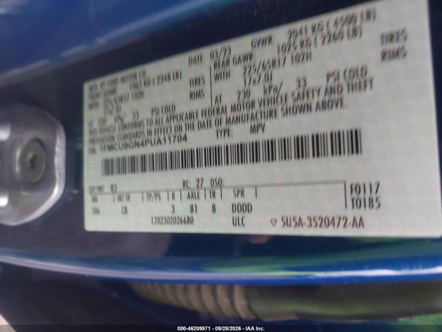 Ford Escape Active 2023 1FMCU9GN4PUA11704 Image 9