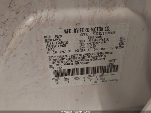 2024 Ford Maverick Xlt მანქანა იყიდება აუქციონზე, vin: 3FTTW8H37RRB66294, აუქციონის ნომერი: 46209979