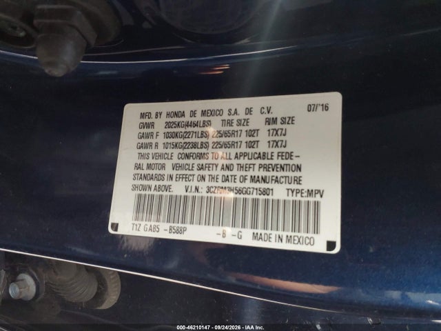 Продажа на аукционе авто 2016 Honda Cr-v Ex, vin: 3CZRM3H56GG715801, номер лота: 46210147