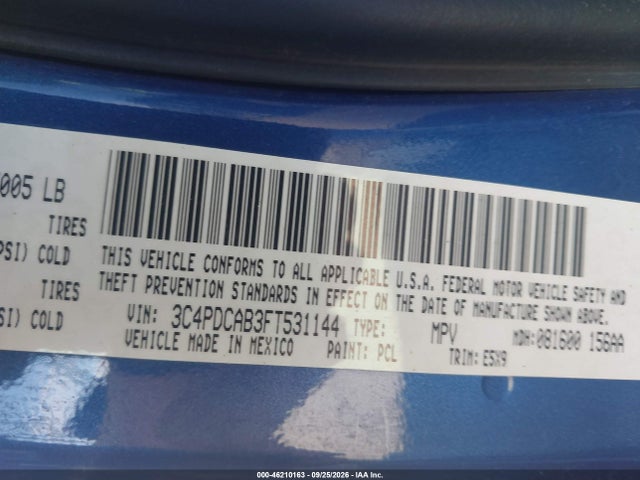Продаж на аукціоні авто 2015 Dodge Journey American Value Pkg, vin: 3C4PDCAB3FT531144, номер лоту: 46210163