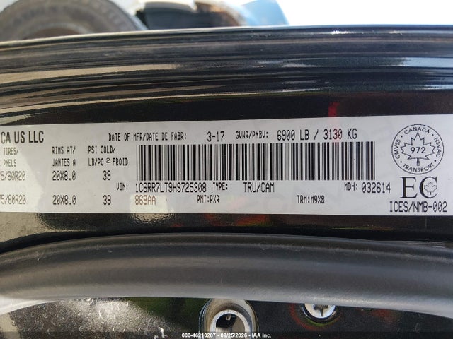 2017 Ram 1500 Slt მანქანა იყიდება აუქციონზე, vin: 1C6RR7LT9HS725308, აუქციონის ნომერი: 46210207