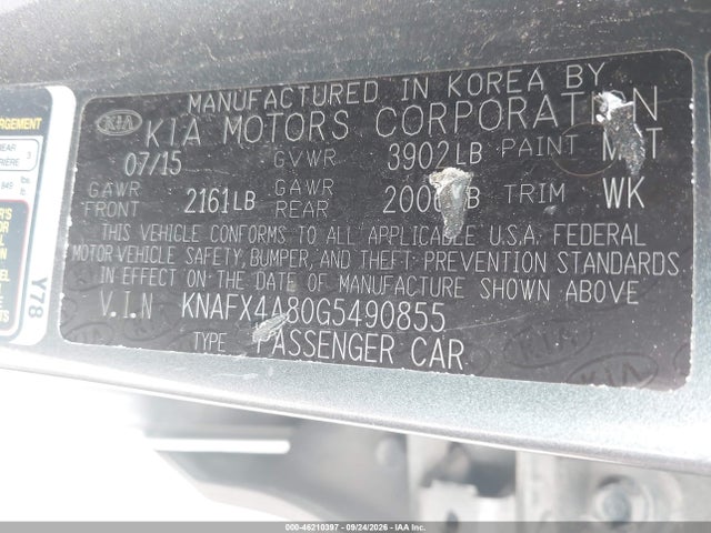 Продаж на аукціоні авто 2016 Kia Forte Ex, vin: KNAFX4A80G5490855, номер лоту: 46210397