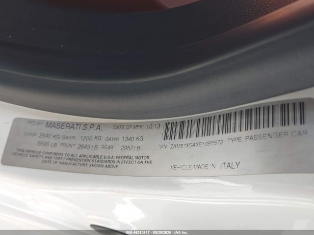 Aukcja sprzedaży 2014 Maserati Ghibli, vin: ZAM57XSAXE1085572, numer aukcji: 46210417