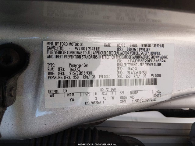 Продаж на аукціоні авто 2015 Ford Focus Se, vin: 1FADP3F29FL316324, номер лоту: 46210426