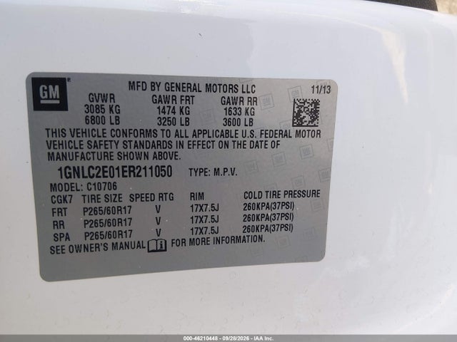 Aukcja sprzedaży 2014 Chevrolet Tahoe Commercial Fleet, vin: 1GNLC2E01ER211050, numer aukcji: 46210448