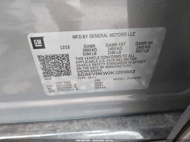 Продаж на аукціоні авто 2019 Buick Enclave Awd Premium, vin: 5GAEVBKW2KJ209663, номер лоту: 46210461