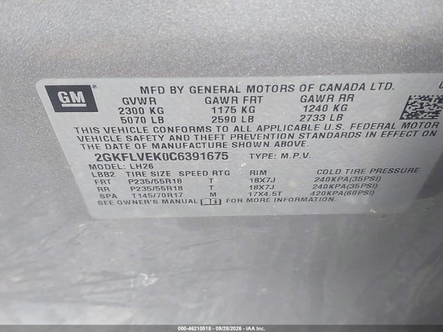 Продаж на аукціоні авто 2012 Gmc Terrain Slt-1, vin: 2GKFLVEK0C6391675, номер лоту: 46210518