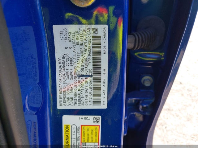 Продажа на аукционе авто 2022 Honda Civic Sport, vin: 2HGFE2F53NH555295, номер лота: 46210525