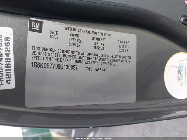 Aukcja sprzedaży 2008 Cadillac Dts 1sa, vin: 1G6KD57Y98U138827, numer aukcji: 46210561