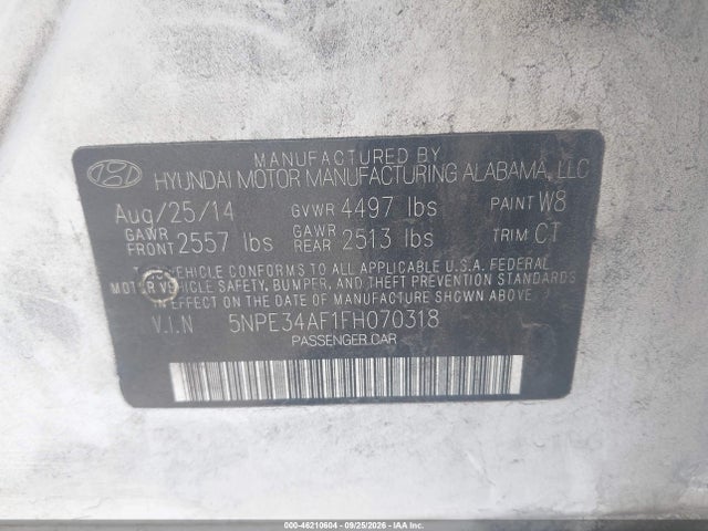 Продаж на аукціоні авто 2015 Hyundai Sonata Sport, vin: 5NPE34AF1FH070318, номер лоту: 46210604