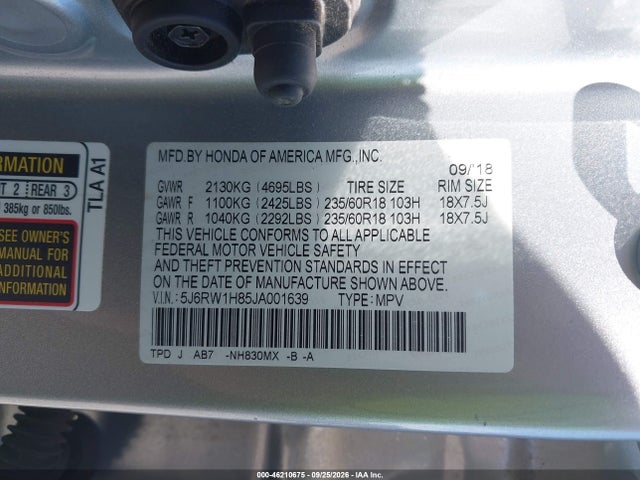 Продаж на аукціоні авто 2018 Honda Cr-v Ex-l/ex-l Navi, vin: 5J6RW1H85JA001639, номер лоту: 46210675