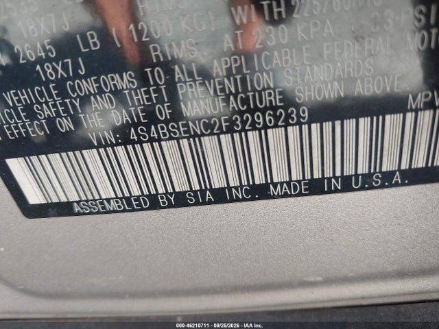 Продаж на аукціоні авто 2015 Subaru Outback 3.6r Limited, vin: 4S4BSENC2F3296239, номер лоту: 46210711