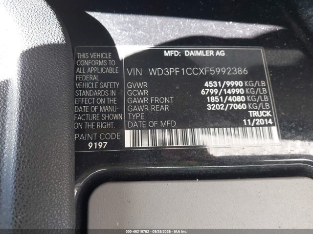 Продаж на аукціоні авто 2015 Mercedes-benz Sprinter 3500 High  Roof, vin: WD3PF1CCXF5992386, номер лоту: 46210762
