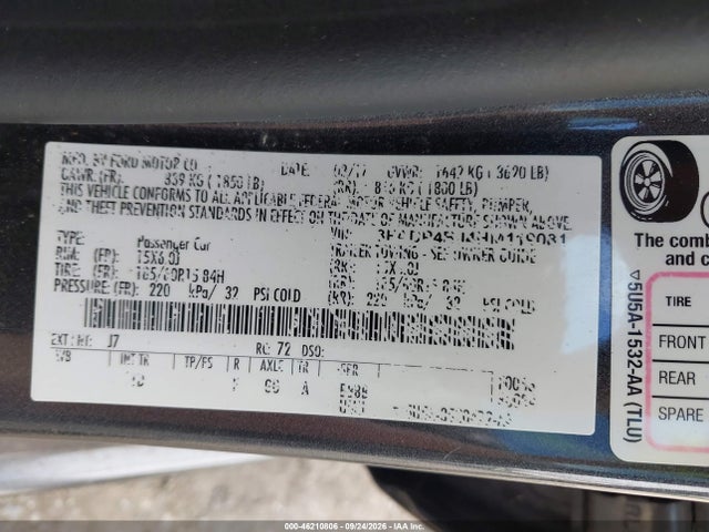 2017 Ford Fiesta Se მანქანა იყიდება აუქციონზე, vin: 3FADP4BJ4HM119081, აუქციონის ნომერი: 46210806