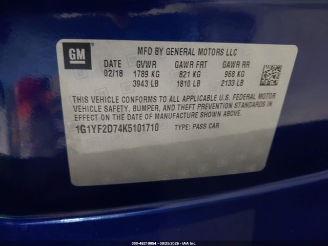 1G1YF2D74K5101710 Chevrolet CORVETTE STINGRAY