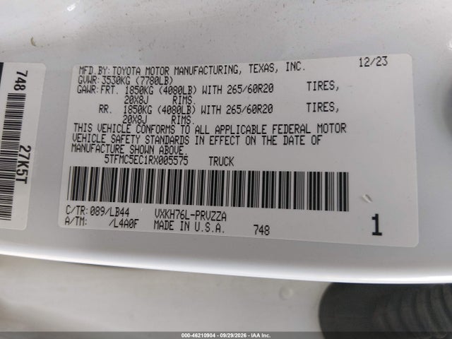 5TFMC5EC1RX005575 Toyota Tundra Hybrid 1794 Edition 4wd