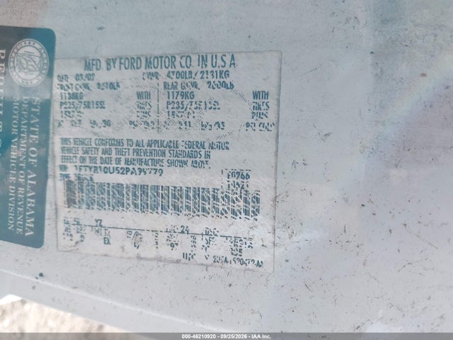 Продаж на аукціоні авто 2002 Ford Ranger Edge/xl/xlt, vin: 1FTYR10U52PA99779, номер лоту: 46210920