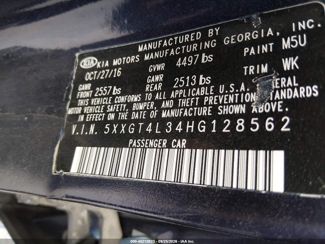 Продаж на аукціоні авто 2017 Kia Optima Lx, vin: 5XXGT4L34HG128562, номер лоту: 46210923