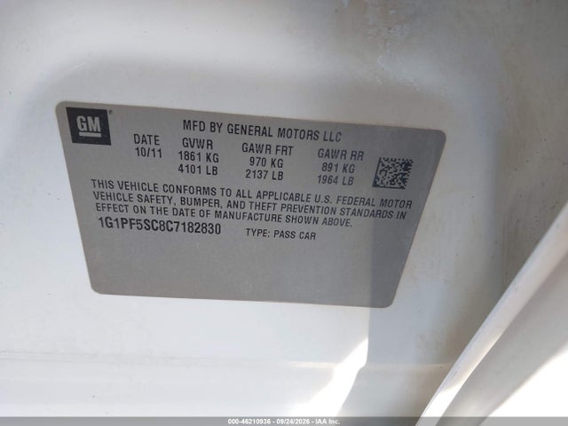 Aukcja sprzedaży 2012 Chevrolet Cruze 1lt, vin: 1G1PF5SC8C7182830, numer aukcji: 46210936