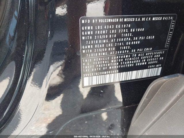 46210999 :رقم المزاد ، 3VVSX7B2XRM083489 vin ، 2024 Volkswagen Taos 1.5t Se مزاد بيع