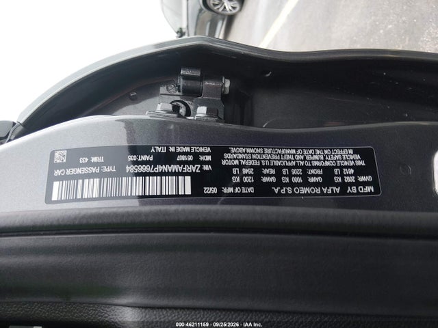 Продаж на аукціоні авто 2023 Alfa Romeo Giulia Sprint Rwd, vin: ZARFAMAN4P7666584, номер лоту: 46211159