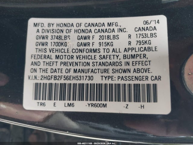 Honda Civic Lx 2014 2HGFB2F56EH531730 Image 9