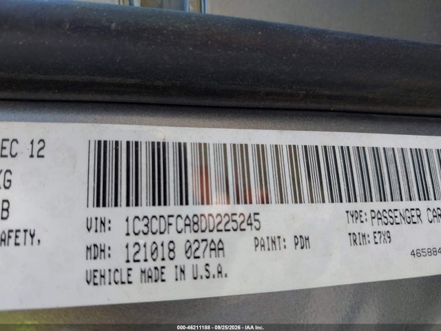 46211188 :رقم المزاد ، 1C3CDFCA8DD225245 vin ، 2013 Dodge Dart Limited مزاد بيع