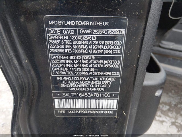 Aukcja sprzedaży 2003 Land Rover Discovery Hse, vin: SALTP16453A781100, numer aukcji: 46211213