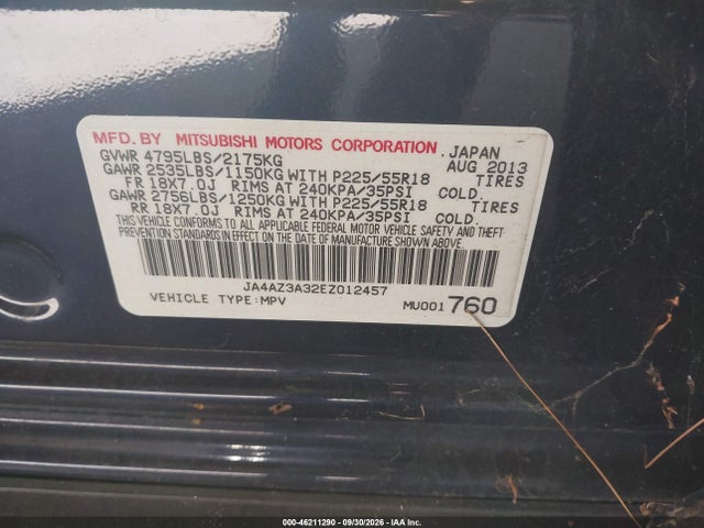 Продаж на аукціоні авто 2014 Mitsubishi Outlander Se, vin: JA4AZ3A32EZ012457, номер лоту: 46211290