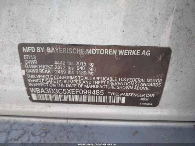 Продаж на аукціоні авто 2014 Bmw 328d, vin: WBA3D3C5XEF099485, номер лоту: 46211458