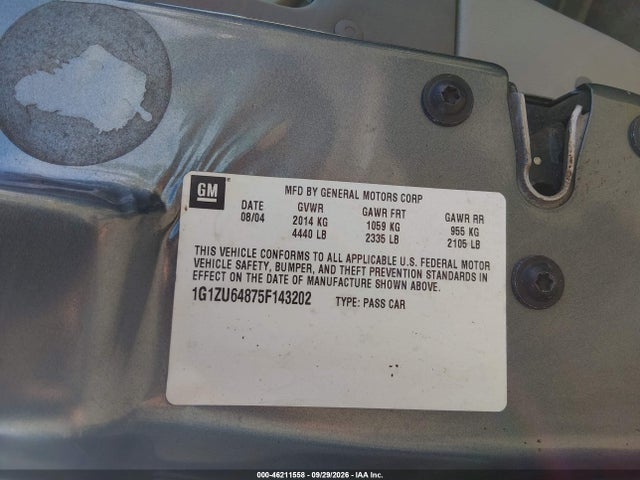 2005 Chevrolet Malibu Maxx Lt მანქანა იყიდება აუქციონზე, vin: 1G1ZU64875F143202, აუქციონის ნომერი: 46211558