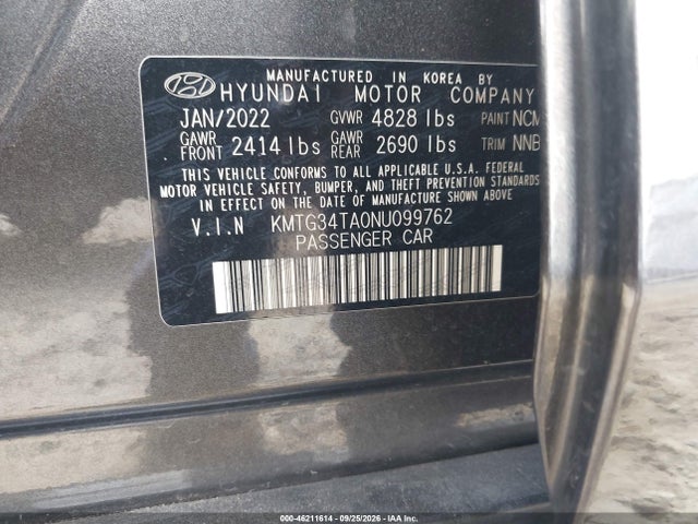 Продаж на аукціоні авто 2022 Genesis G70 2.0t Awd, vin: KMTG34TA0NU099762, номер лоту: 46211614