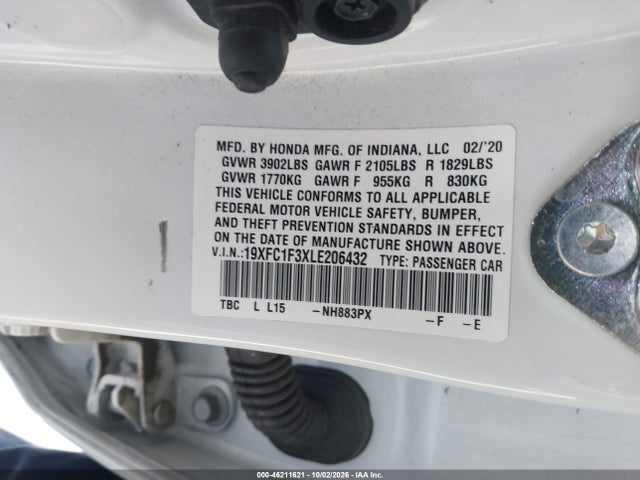 Honda CIVIC EX 2020 19XFC1F3XLE206432 Image 9
