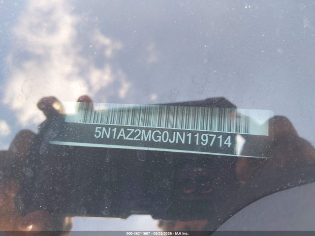 46211667 :رقم المزاد ، 5N1AZ2MG0JN119714 vin ، 2018 Nissan Murano Sv مزاد بيع