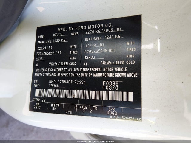 Продаж на аукціоні авто 2013 Ford Transit Connect Xlt, vin: NM0LS7DN4DT172331, номер лоту: 46211737