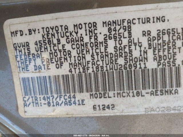 Продажа на аукционе авто 1998 Toyota Avalon Xl, vin: 4T1BF18B1WU260911, номер лота: 46211775