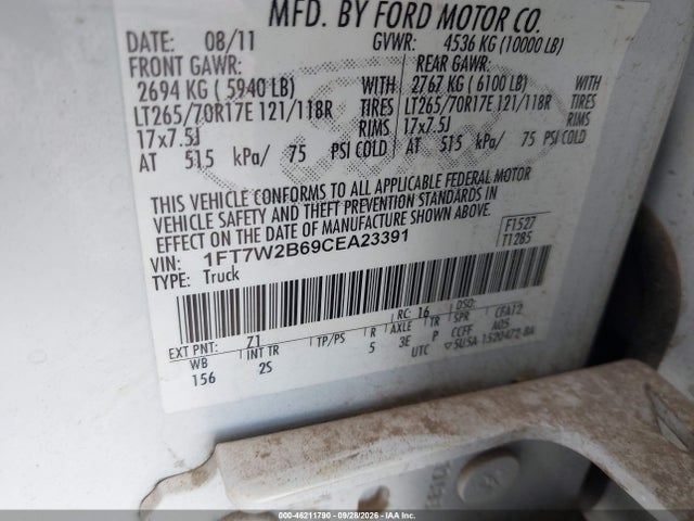 Aukcja sprzedaży 2012 Ford F-250 Xlt, vin: 1FT7W2B69CEA23391, numer aukcji: 46211790
